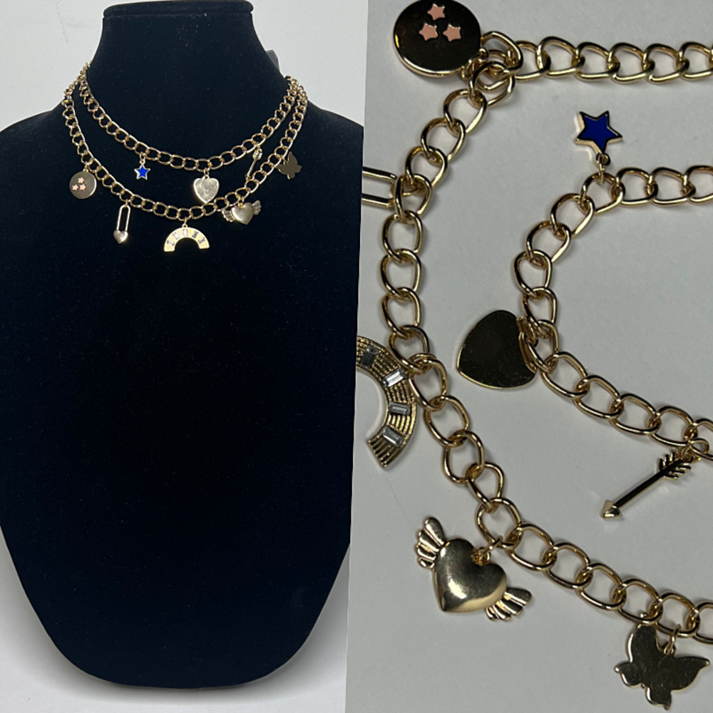 Nordstrom Gold Charm Chain Layered Necklace Heart Butterfly